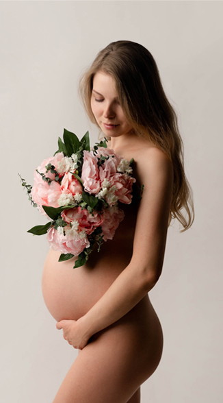 foto embarazada con flores Vigo